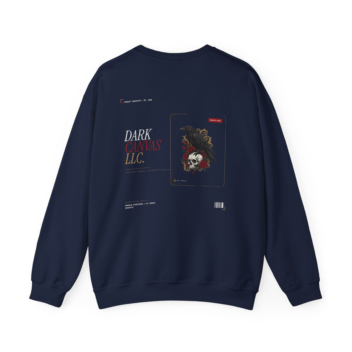 Crewneck Sweatshirt — Raven Skull Graphic Crewneck (Canvas LLC)