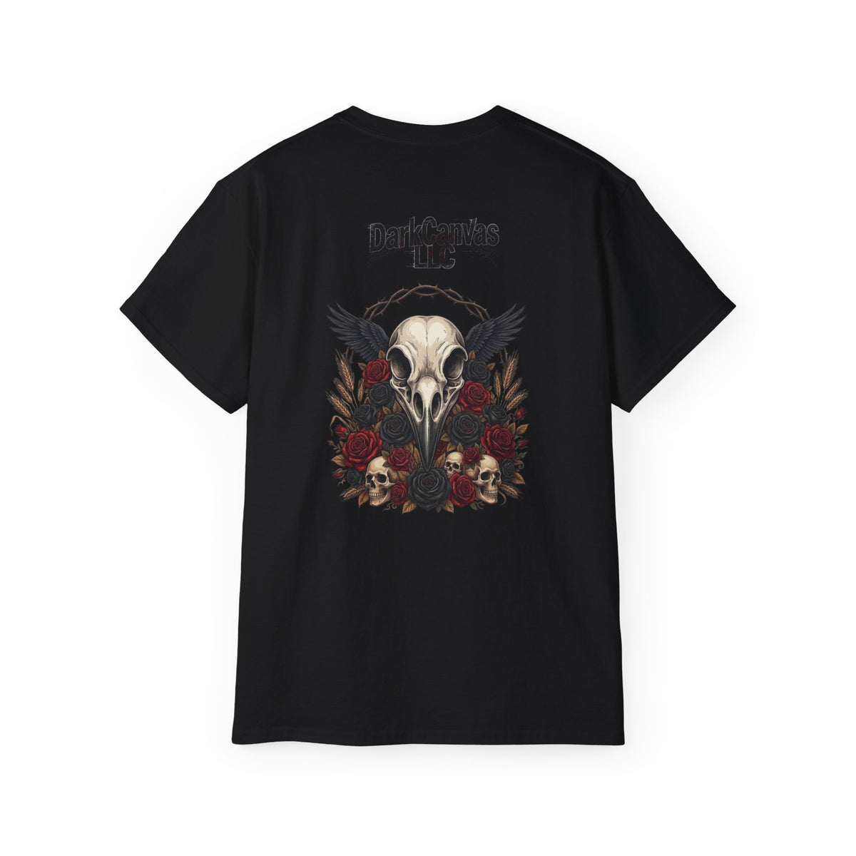 Dark Gothic Skull and Raven Graphic Tee