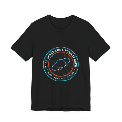 Deep Space Contingency Crew Tee | mission patch, hard sci‑fi exploration