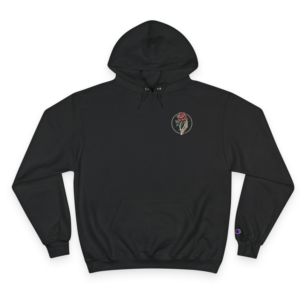 Rose Emblem Hoodie — Minimal Floral Champion Sweatshirt