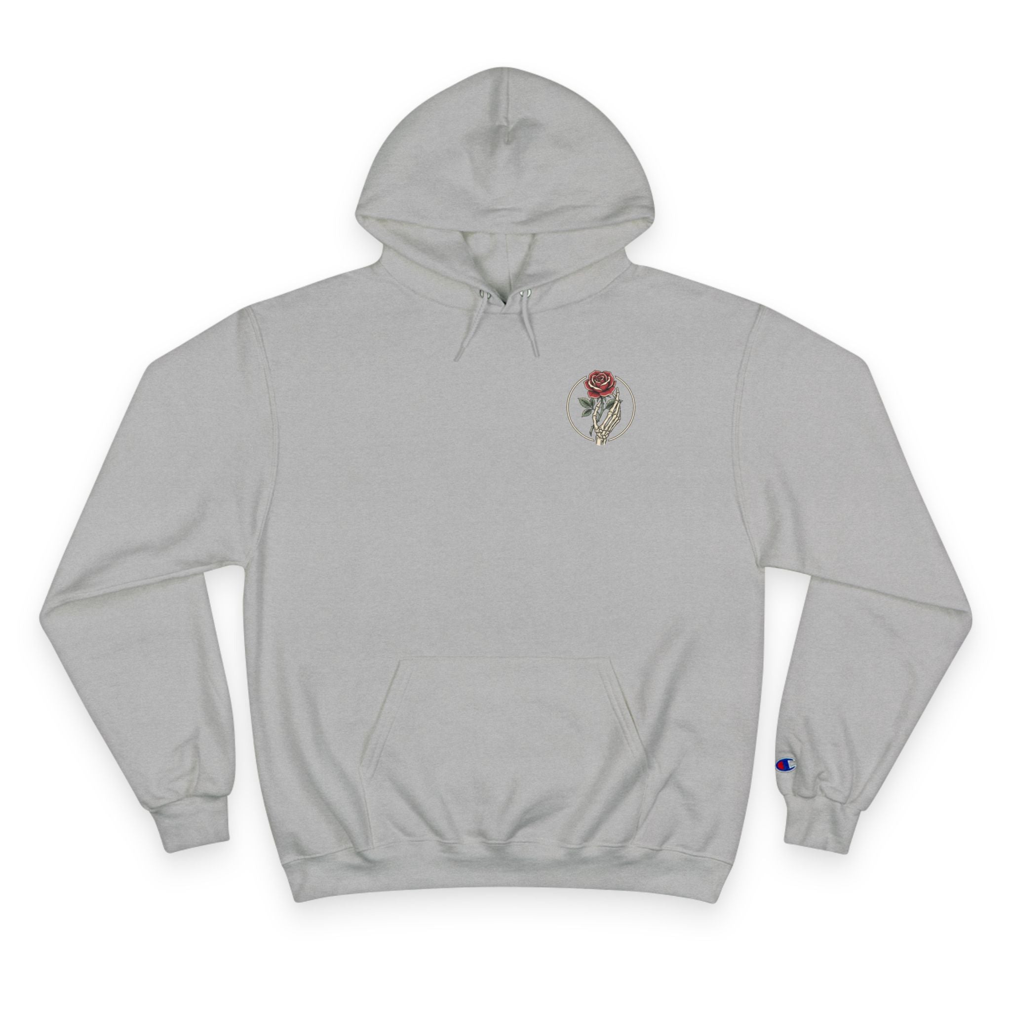 Rose Emblem Hoodie — Minimal Floral Champion Sweatshirt