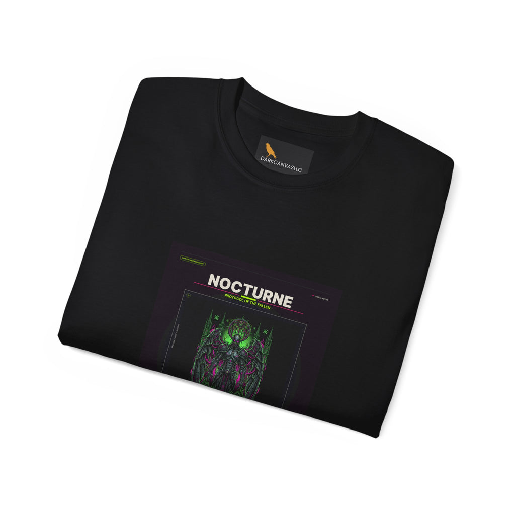 Nocturne Alien Horror Tee — Neon Cyberpunk Creature Graphic Shirt