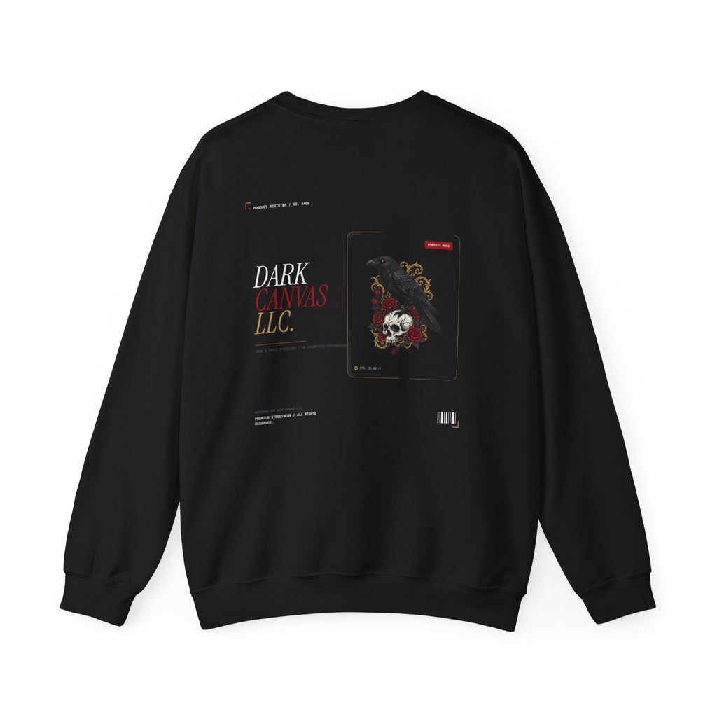 Crewneck Sweatshirt — Raven Skull Graphic Crewneck (Canvas LLC)
