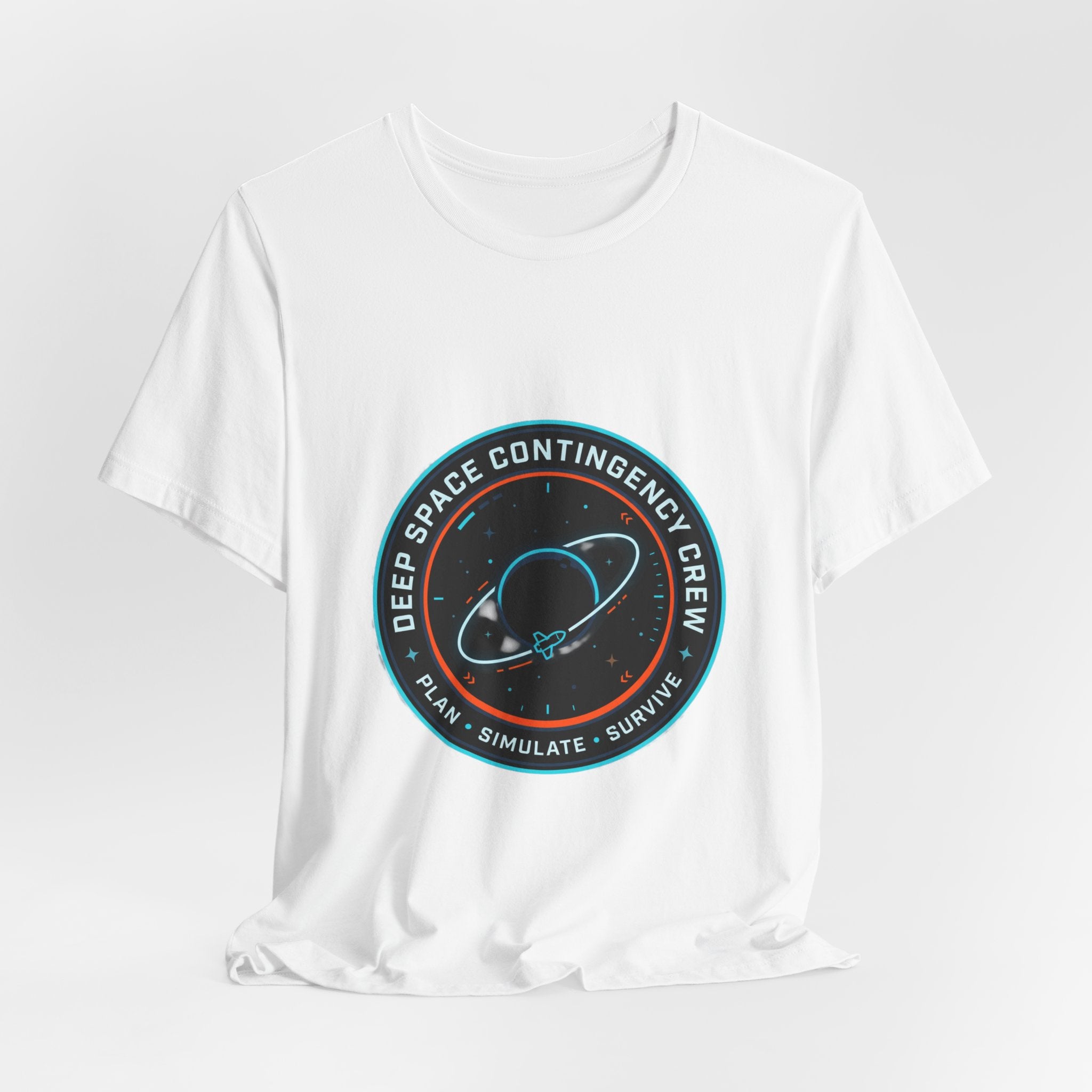 Deep Space Contingency Crew Tee | mission patch, hard sci‑fi exploration