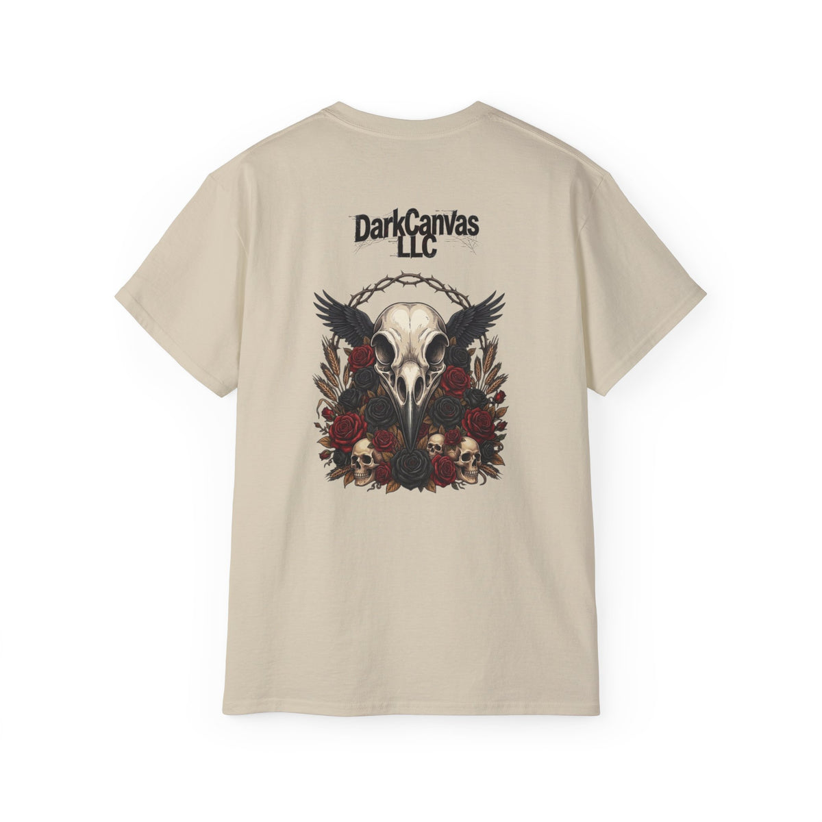 Dark Gothic Skull and Raven Graphic Tee