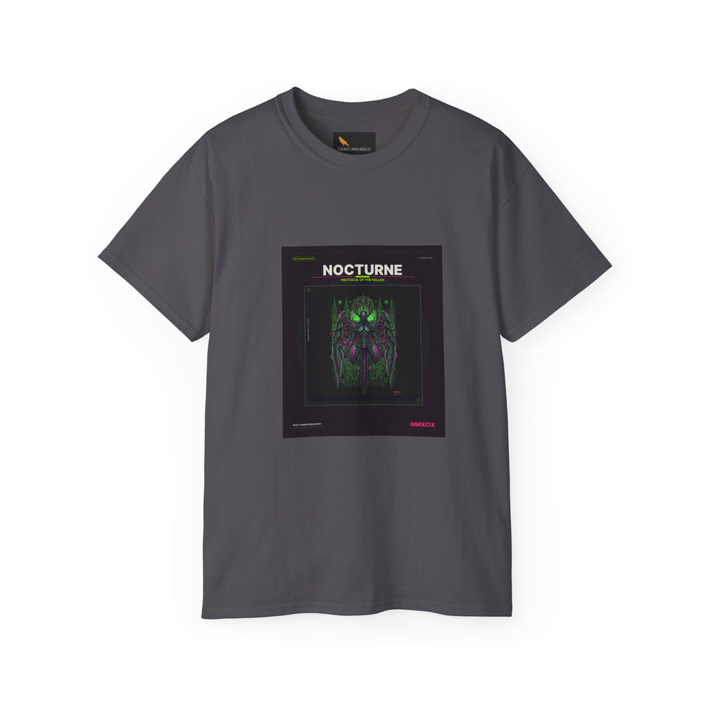 Nocturne Alien Horror Tee — Neon Cyberpunk Creature Graphic Shirt