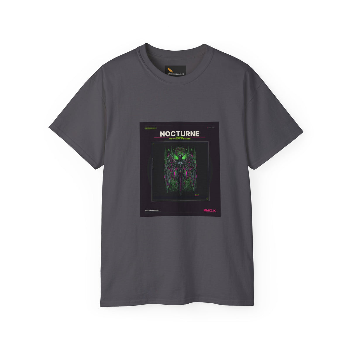 Nocturne Alien Horror Tee — Neon Cyberpunk Creature Graphic Shirt