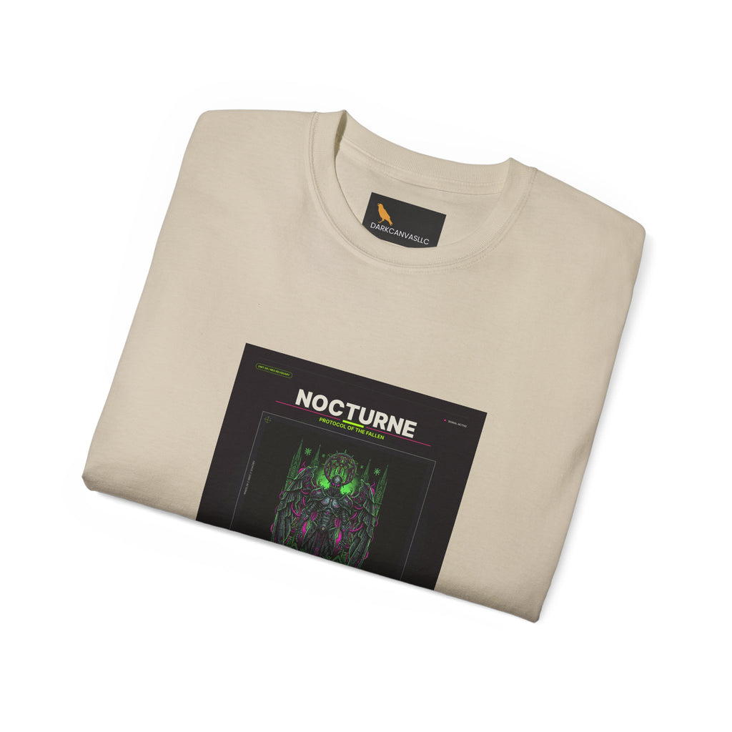 Nocturne Alien Horror Tee — Neon Cyberpunk Creature Graphic Shirt