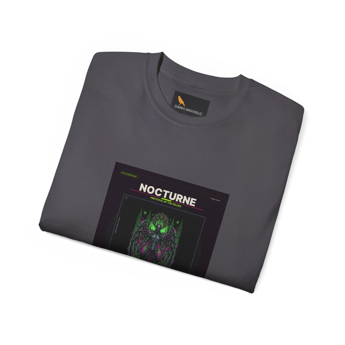 Nocturne Alien Horror Tee — Neon Cyberpunk Creature Graphic Shirt