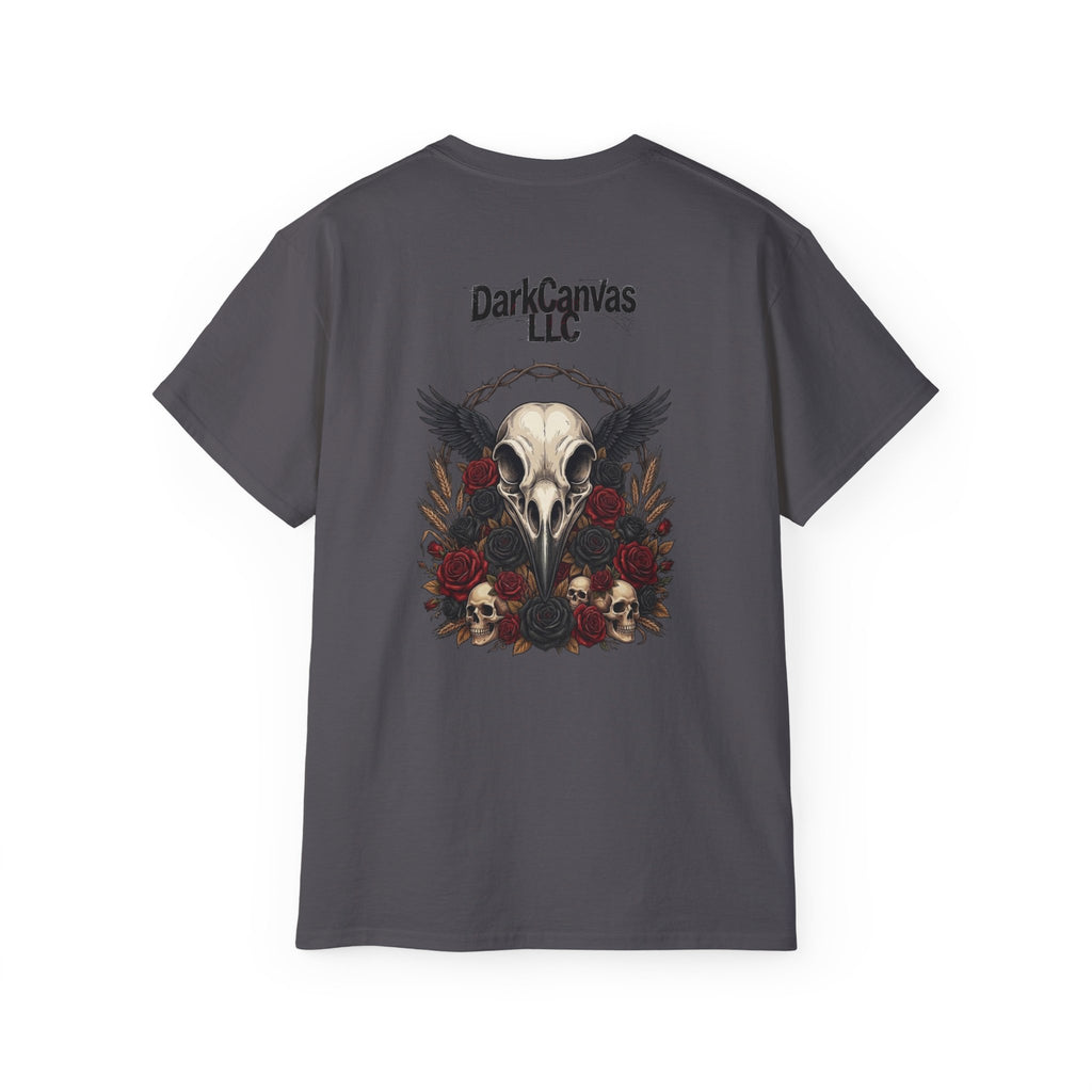 Dark Gothic Skull and Raven Graphic Tee