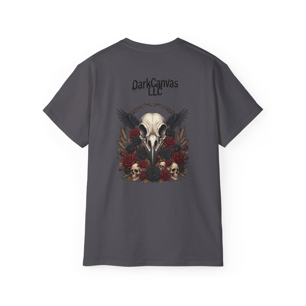 Dark Gothic Skull and Raven Graphic Tee