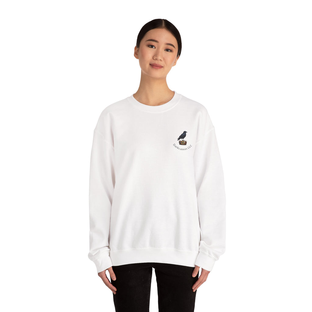 Crewneck Sweatshirt — Raven Skull Graphic Crewneck (Canvas LLC)
