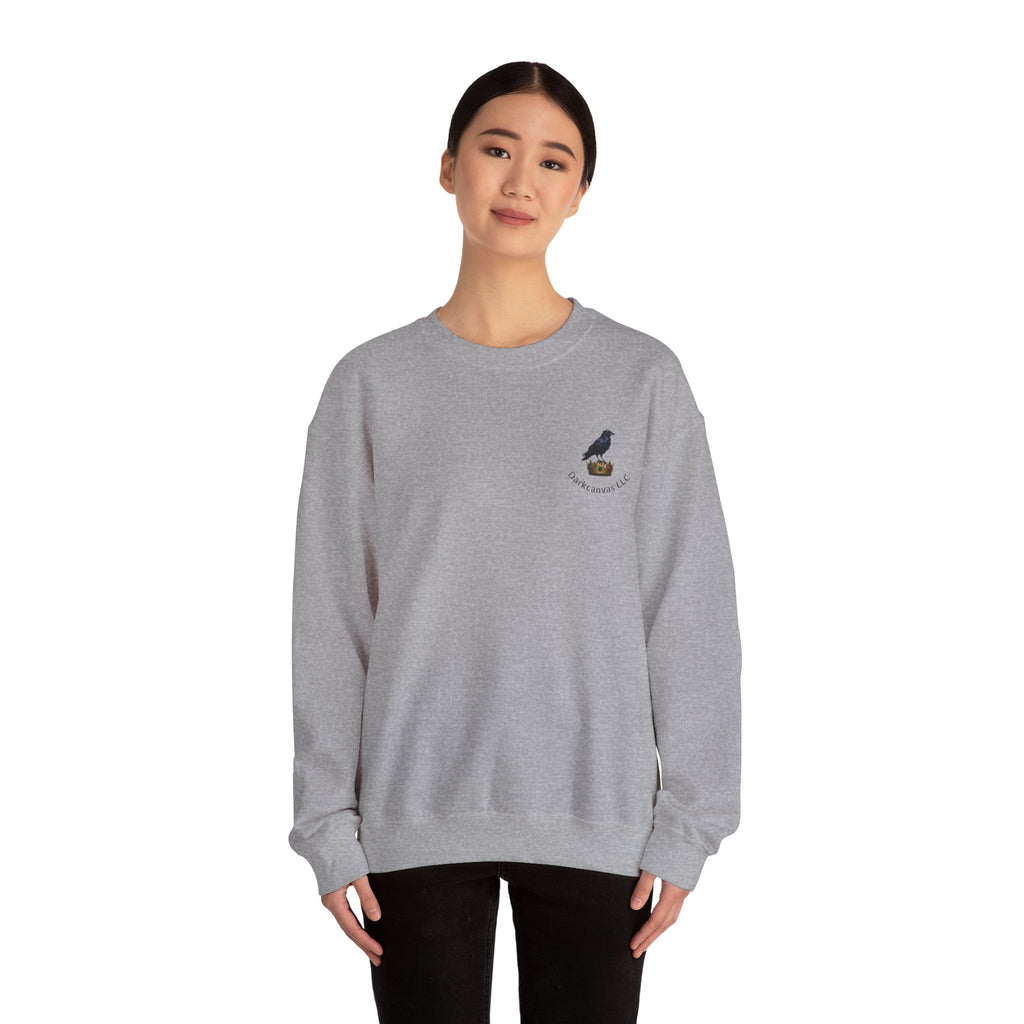 Crewneck Sweatshirt — Raven Skull Graphic Crewneck (Canvas LLC)