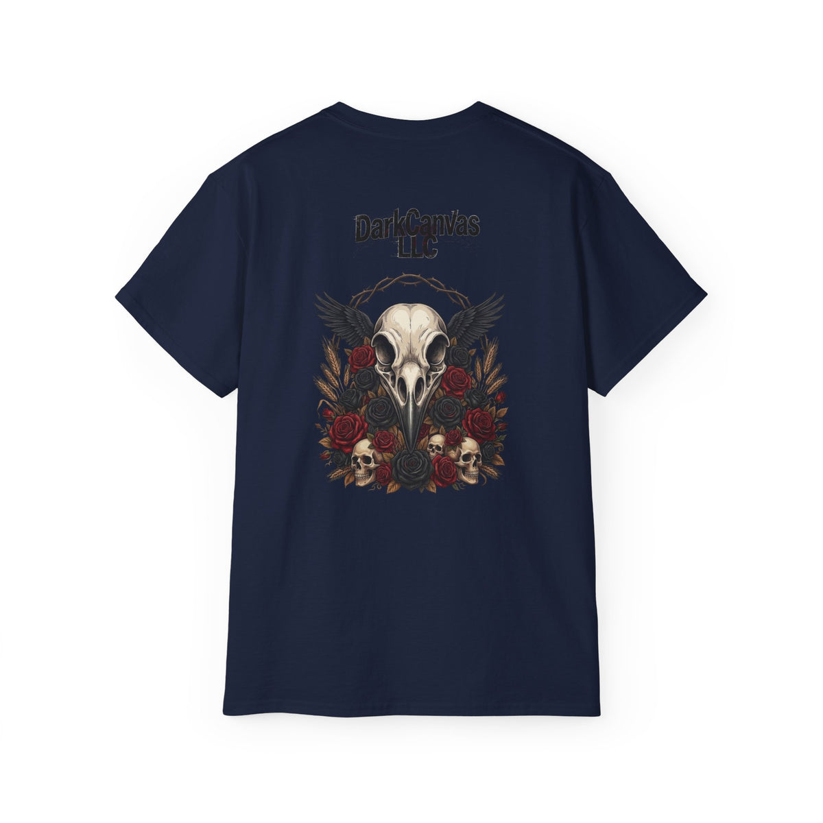 Dark Gothic Skull and Raven Graphic Tee