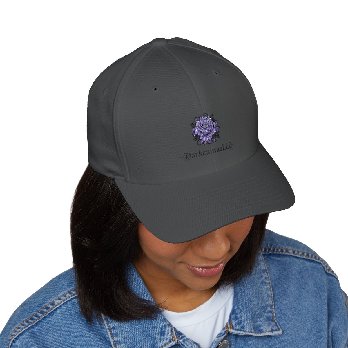 Embroidery hat DARKCANVASLLC purple rose